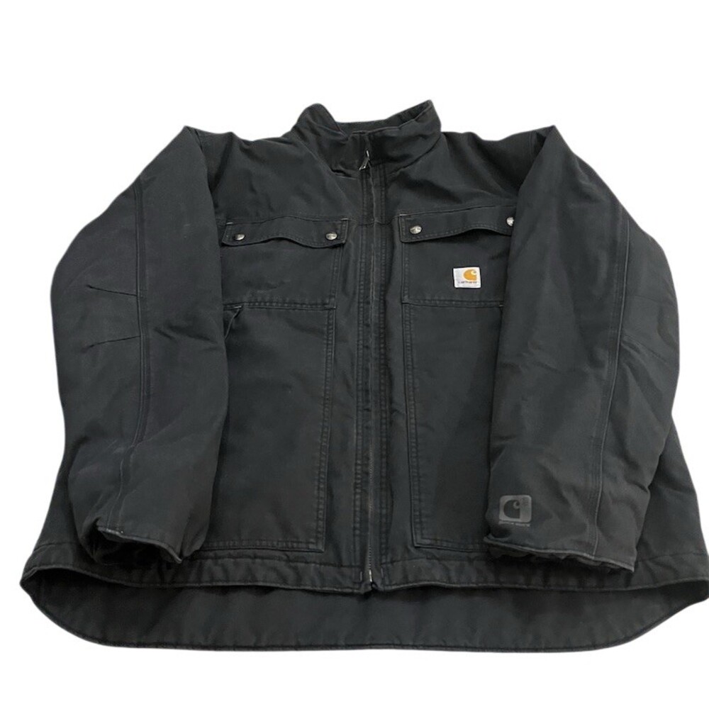 Carhartt Jefferson Jacket Men's XL Black Full Zip Quilted Lined Work Coat